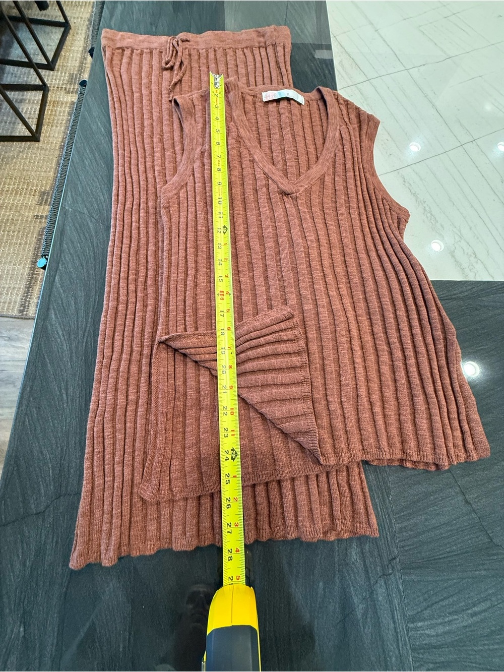 Free People Ribbed V‑Neck Two‑Piece Set in Rust - Picture 3 of 8